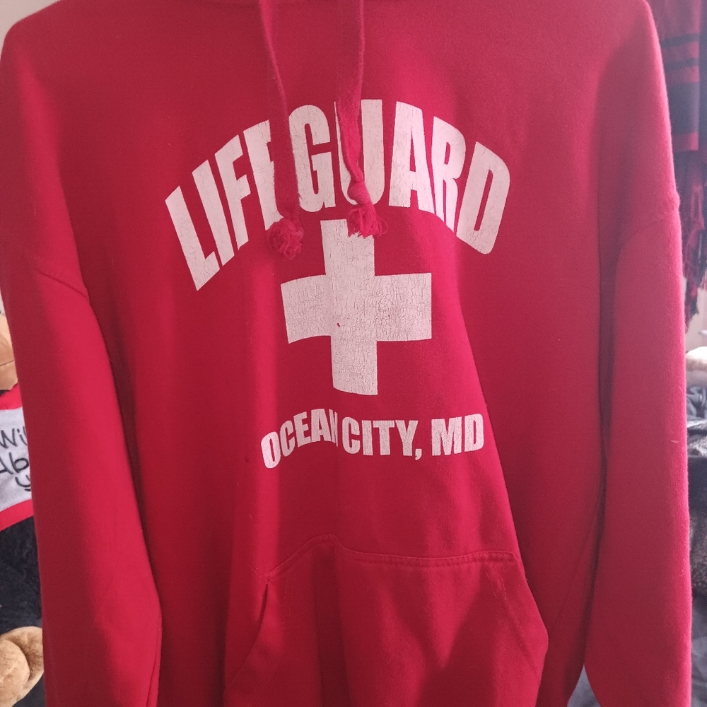 Red Lifeguard Ocean City MD Large hoodie